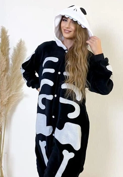 Пижама Кигуруми My Kigu Женская Скелет Хелоуин Черно-белый Размер М 155-165 см (102241)