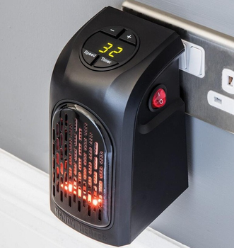 Портативний обігрівач Handy Heater + ПУЛЬТ, з терморегулятором та таймером, чорний, обігрівач дуйчик, побутовий міні тепловентилятор, 400 Вт