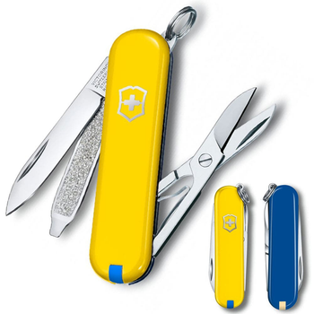 Швейцарский нож Victorinox CLASSIC SD UKRAINE 58мм/7 функций, желто-голубой