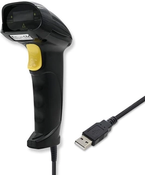 Skaner kodów kreskowych Qoltec Laser 1D, USB Czarny (50876) (5901878508764)