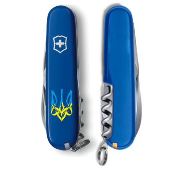 Нож складной 91 мм, 12 функций Victorinox SPARTAN UKRAINE Синий/Трезубец готический сине-желтый