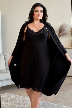 Ночная рубашка з халатом вискоза MiaNaGreen Кч1200н XL Черный