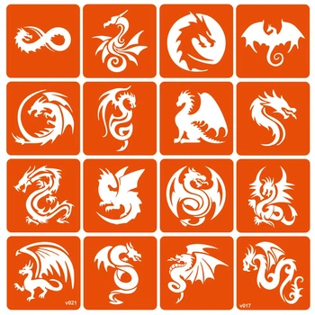 Набор трафаретов для био-тату Fresh Tattoo "Dragons" (dragons-16)
