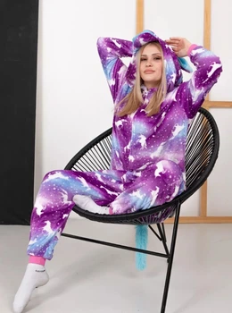 Піжама Кігурумі My Kigu Жіноча Єдиноріг Фіолетовий з принтом Розмір М 155-165 см (107641)