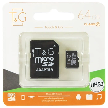 Карта памяти 64Gb MicroSDHC Class 10 с адаптером SD T&G