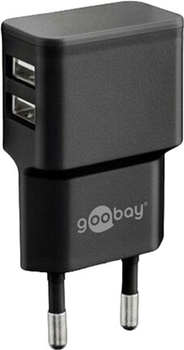 Зарядний пристрій для телефона Goobay Dual USB 2.4 A 12Вт Black (4040849449512)