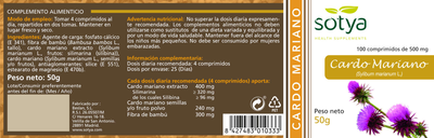 Suplement diety Sotya Cardo Mariano 100 tabletek (8427483010333)