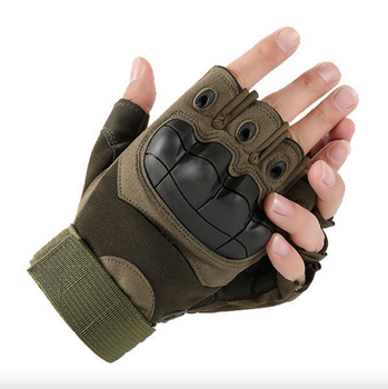 Перчатки тактические без пальцев летние для ВСУ c защитой на костяшках армейские XL/10 Олива