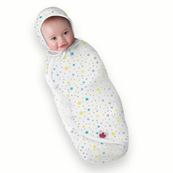 Евро-пеленка Deep Sleep Flanel - 3, с шапочкой, на липучке, 3-6 месяца, (Ontario Baby) ART-0000598, звезды голубые