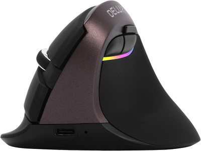 Беспроводная вертикальная мышь DeLUX, USB, 2,4 ГГц, Bluetooth, 800-4000 точек на дюйм, 6 кнопок, перезаряжаемая, для ПК/компьютера/ноутбука/Mac (коричневый)