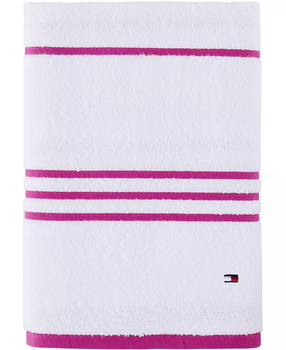 Полотенце TOMMY HILFIGER банное Modern American Solid Cotton Bath Towel белое в розовую полоску