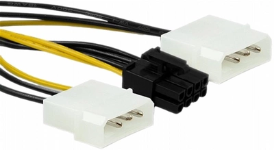 Adapter Qoltec 2 x Molex - PCIe 8 pin 0.15 m czarno-żółty (5901878504339)