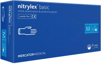 Перчатки Mercator Medical NITRYLEX BASIC одноразовые нитриловые 200шт. размер М ВВ5235CCМ