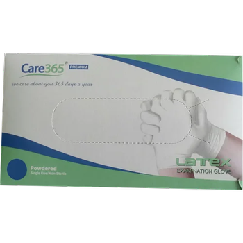 Перчатки Care365 опудренные латексные премиум качества размер S С365100S