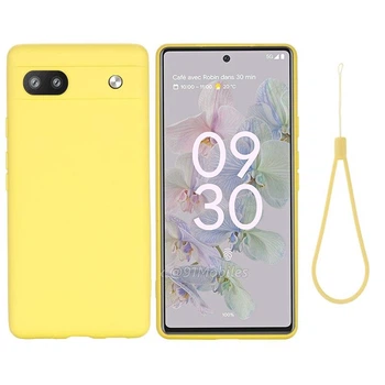 Силіконовий чохол із мікрофіброю для Google Pixel 6 А жовтий софт тач бампер