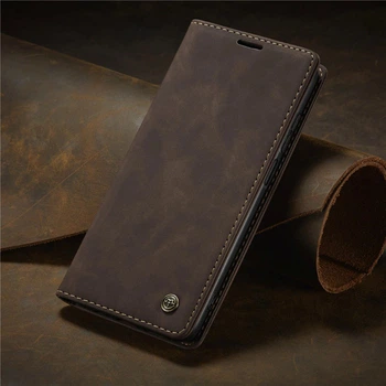 Чехол книжка Caseme с магнитом для Xiaomi Redmi Note 9 Pro кофейный коричневый
