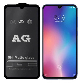 Матовое защитное стекло для Xiaomi Redmi Note 8 Pro черное на весь экран клей по всей поверхности