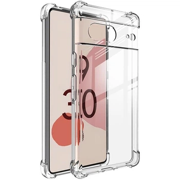 Силиконовый чехол с усиленными углами для Google Pixel 7 прозрачный противоударный