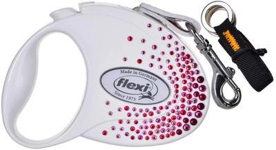 Smycz automatyczna Flexi Glam Splash Pink S taśma 3 m biały (4000498042038)