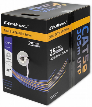 Кабель Qoltec кручена пара UTP - Cat5e мережевий 305 м Grey (5901878503585)