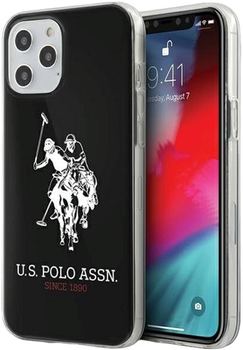 Панель U.S. Polo Assn Shiny Big Logo Collection для Apple iPhone 12/12 Pro Black (3700740487518)