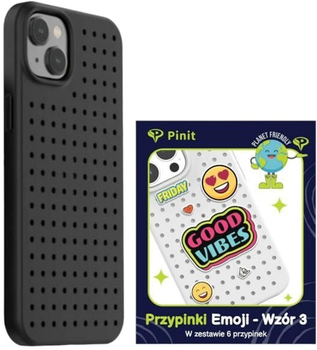 Etui Pinit Dynamic + Emoji Pin Wzór 3 do Apple iPhone 14 Plus Black (5905359817277)