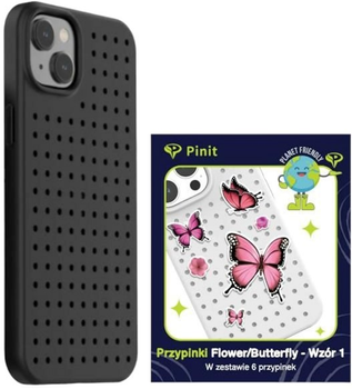 Панель Pinit Dynamic + Набір значків Квіти/Метелики Pack 1 для Apple iPhone 14 Plus Black (5905359817338)