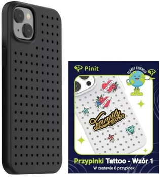 Etui Pinit Dynamic + Tattoo Pin Wzór 1 do Apple iPhone 14 Plus Black (5905359817475)