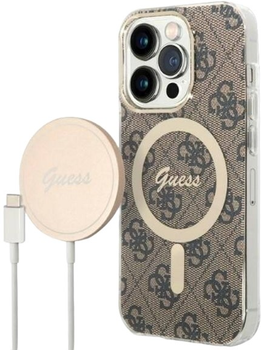 Панель + Зарядний пристрій Guess 4G Print MagSafe для Apple iPhone 14 Pro Max Brown (3666339102920)