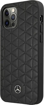 Etui Mercedes Leather Quilted Embossed do Apple iPhone 12 Pro Max Black (3666339013073)