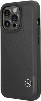 Etui Mercedes Leather Wave Pattern do Apple iPhone 14 Pro Max Black (3666339081454)