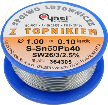 Припій Sn60Pb40 з Флюсом d=1.0 мм/(100 гр) CYNEL (76810)
