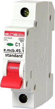 Автоматичний вимикач e.mcb.stand.45.1.C4, 1р, 4А, C, 4,5 кА "E.NEXT" s002004