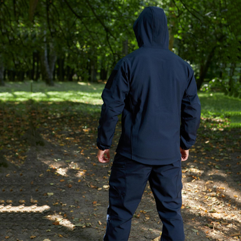 Влагозащищенная Мужская куртка Softshell / Верхняя одежда с анатомическим покроем темно-синяя размер 3XL