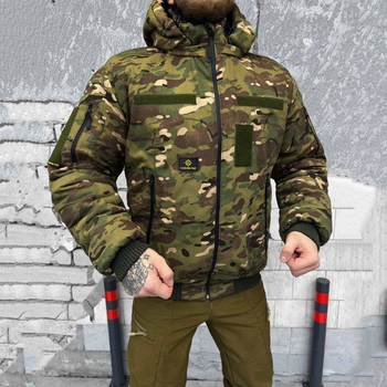 Чоловіча куртка "Logos-tac" з хутром шиншили / Вологозахищений верхній одяг rip-stop мультикам розмір 3XL