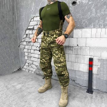 Чоловічі зимові брюки ripstop із утеплювачем синтепон 100 / Штани "logos tactical" з підтяжками піксель розмір M