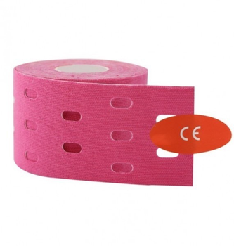 Кінезіо тейп (кінезіологічний тейп) перфорований (punch tape) Kinesiology Tape 5см х 5м рожевий
