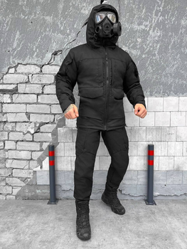Тактический зимний теплый военный комплект PHR/11 ( Куртка + Штаны ), Камуфляж: Черный, Размер: S