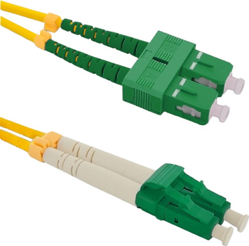 Patchcord światłowodowy Qoltec SC/APC - LC/APC Singlemode 9/125 G652D Duplex 2 m Żółty (5901878540368)