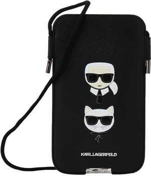 Чохол-сумка Karl Lagerfeld Saffiano Ikonik Karl&Choupette Head Black (3666339018696)