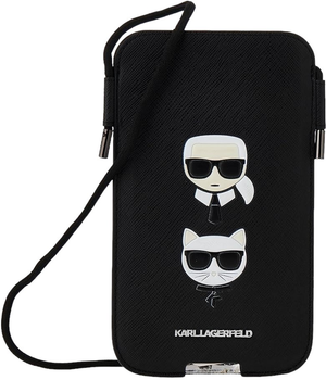 Etui-torba Karl Lagerfeld Saffiano Ikonik Karl&Choupette Head Black (3666339018696)