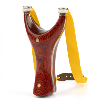 Элегантная классическая рогатка | Нержавеющая сталь, Рукоятка из красного дерева (№117)