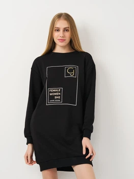 Платье короткое осеннее женское Cross Jeans 92197-020 M Black (8697319534535)