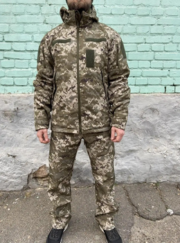 Зимняя военная форма пиксельный Мужской Костюм военный тактический утепленный SoftShell пиксель на флисе 48-50(M-L) (238853)