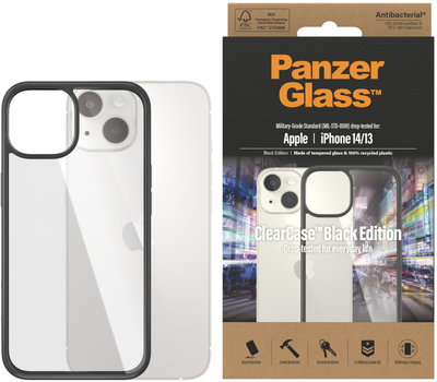 Etui Panzer Glass Clear Case Antibacterial do Apple iPhone 13/14 Black (5711724004056)