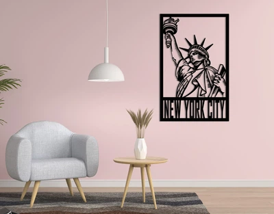 Декоративне панно на стіну із дерева Upwood Decor Статуя Свободи Нью-Йорк Statue of Liberty New York 54.6 x 35 см black