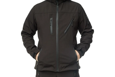 Костюм чоловічий демісезонний Softshell Чорний 52 штани штани куртка з капюшоном 4 кишені на замку захист від вітру та опадів водонепроникний матеріал