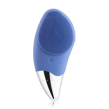 Электрическая щетка-массажер Sonic Facial Brush для чистки лица силиконовая Синяя