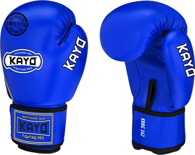 Перчатки боксерские Kayo Натуральная кожа 8 унций Синие (KRBG -162 BLU leather-8)