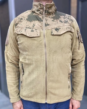 Армейская Кофта флисовая WOLFTRAP, теплая, размер S, цвет Койот, Камуфляжные вставки на рукава, плечи, карманы